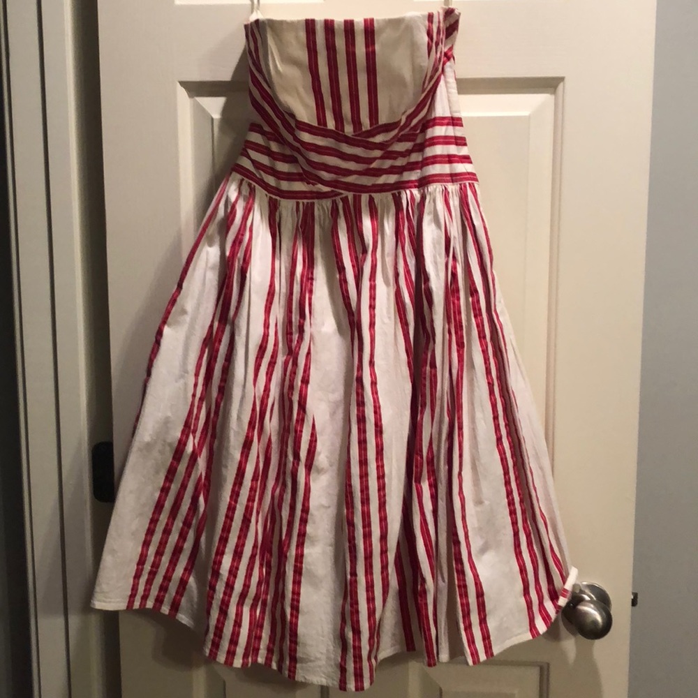 Red and white striped dress